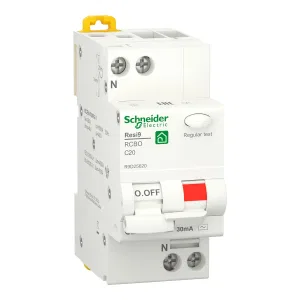Schneider Electric Resi9 R9D25620 автоматический выключатель дифференциального тока (АВДТ) 20 А, 30 мА, тип AC, кривая C, 2 полюса (ШНАЙДЕР) Schneider Electric Resi9 R9D25620 автоматический выключатель дифференциального тока (АВДТ) 20 А, 30 мА, тип AC, кривая C, 2 полюса (ШНАЙДЕР)