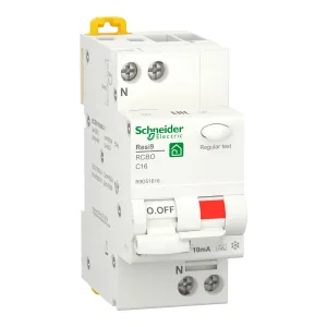 R9D51616 Автоматический выключатель дифференциального тока (АВДТ) Schneider Electric Resi9, 16A, 10mA, тип A, кривая отключения C, 2 полюса, 6kA, электро-механического типа, ширина 2 модуля DIN (ШНАЙДЕР) R9D51616 Автоматический выключатель дифференциального тока (АВДТ) Schneider Electric Resi9, 16A, 10mA, тип A, кривая отключения C, 2 полюса, 6kA, электро-механического типа, ширина 2 модуля DIN (ШНАЙДЕР)